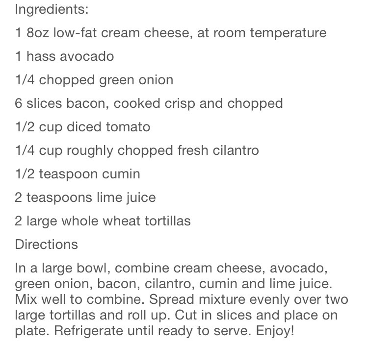 Avocado Cream Cheese Snack Roll Ups.