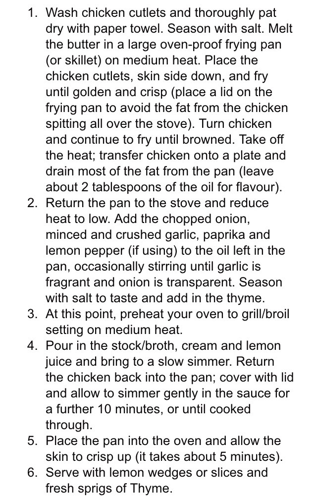 Creamy Lemon Garlic Chicken 