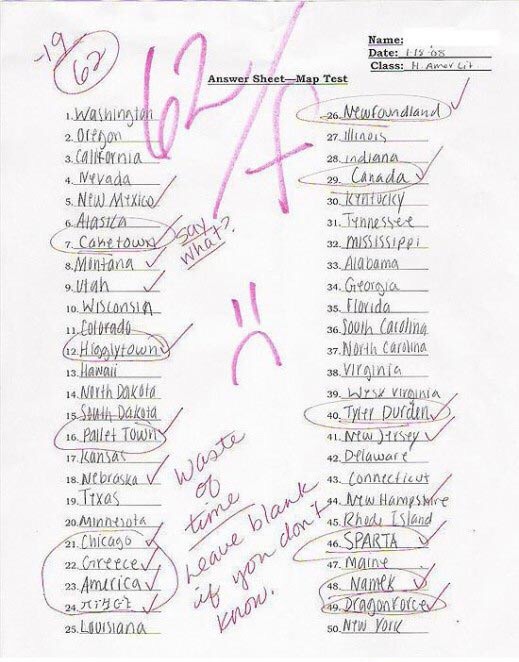 Funny Test Answers