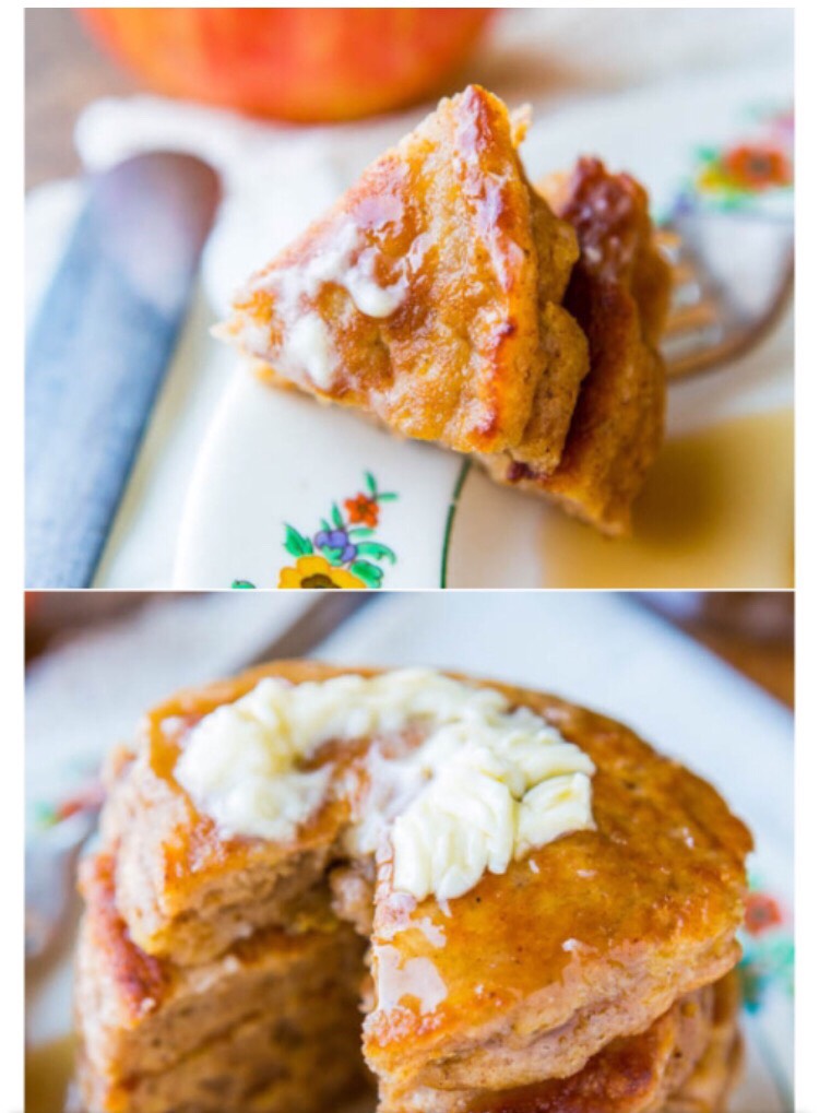 Apple Pie Pancakes With Vanilla Maple Syrup.😋