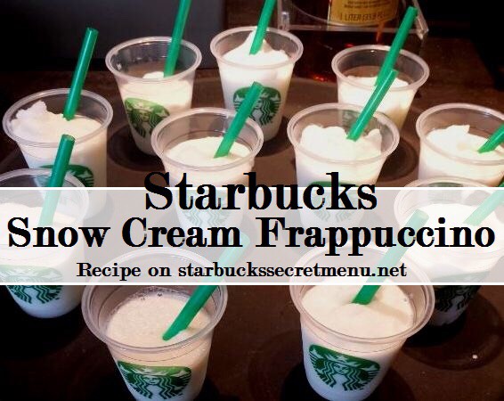 Starbucks snow cream frap 

Vanilla Bean Frappuccino
Made with Vanilla Syrup instead of Vanilla Bean Powder
Optional: Add a splash of lemonade for extra fun