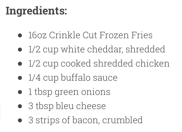 Buffalo Chicken Bacon Cheese Fries