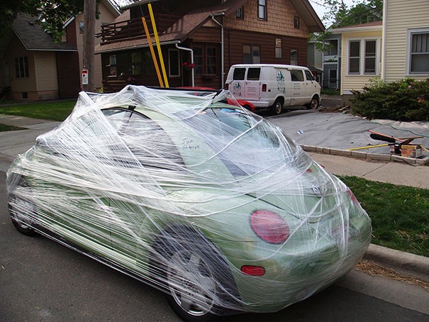 Make sure his/her car is nice and safe with packing cling wrap