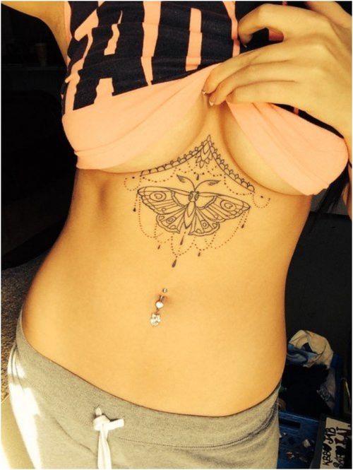 Beautiful Under Breast Tattoo Designs