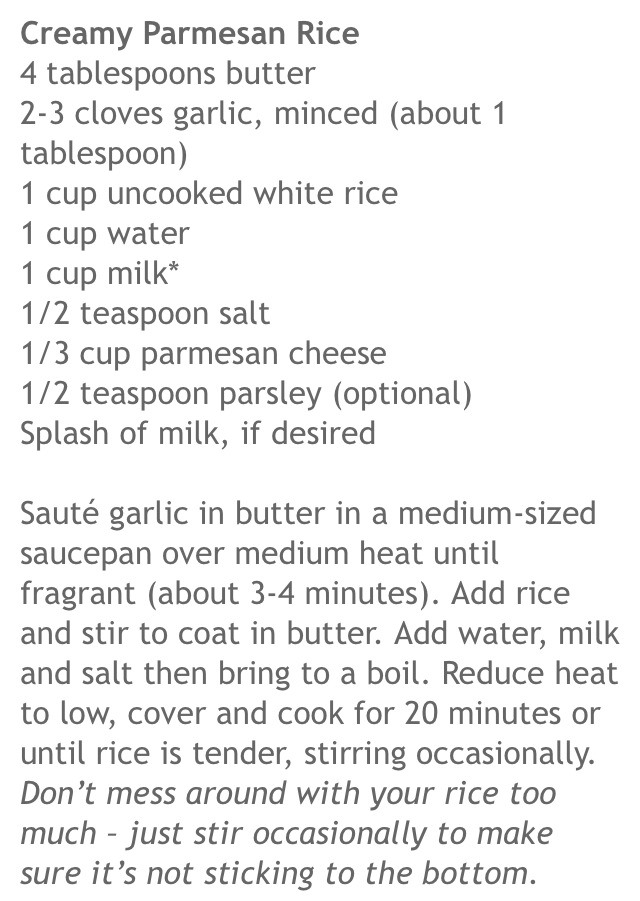 Creamy Parmeson Rice!! Yummm