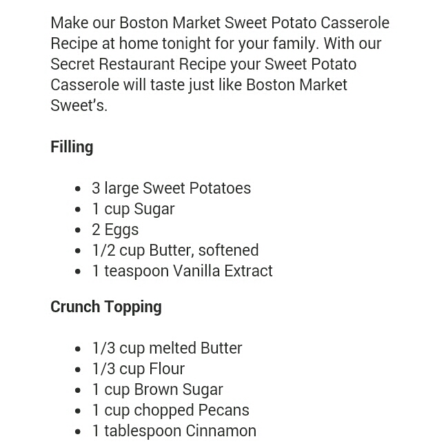Boston Market Sweet Potato Casserole Recipe