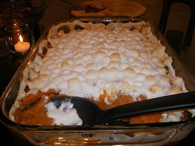 Sweet Potato Casserole
s it a side dish or is it dessert? This fluffy casserole is made from sweet potatoes, sugar, butter, eggs, vanilla, caramelized brown sugar, chopped pecans, and topped with miniature marshmallows that melt in the oven.