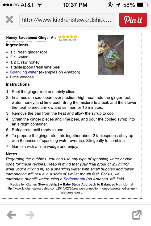 Homemade Honey-sweetened Ginger Ale