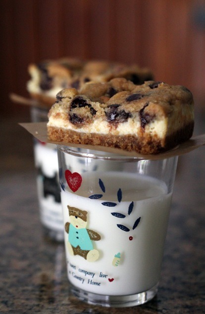 Chocolate Chip Cookie Dough Cheesecake Bars.