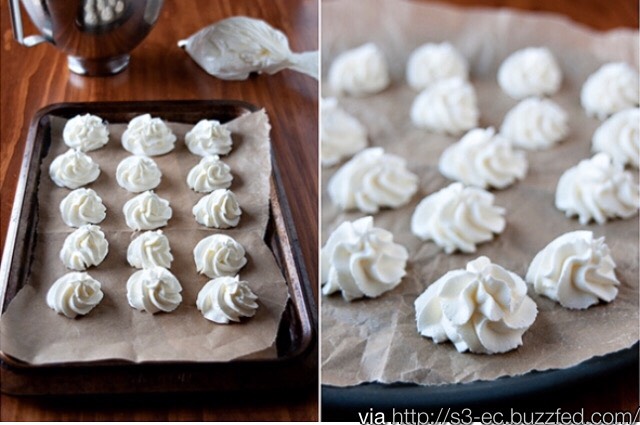 Freeze whipped cream dollops for a hot chocolate bar