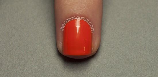 Start by painting on your base colour and topping it with a thin layer of your top coat. Wait 5-10 minutes, or until the polish is completely dry before moving on.