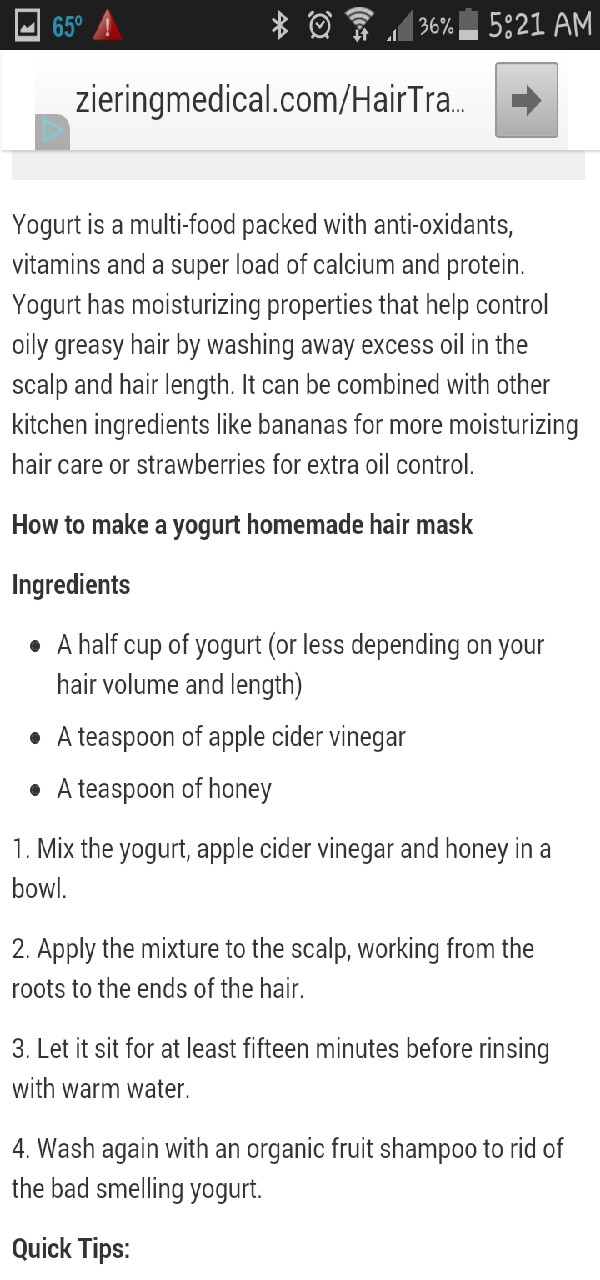 Honee Apple cider yogurt hair treatment 
