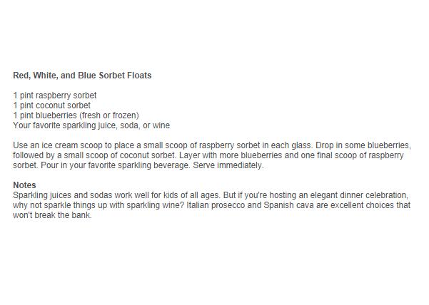 Red, White, And Blue Sorbet Floats