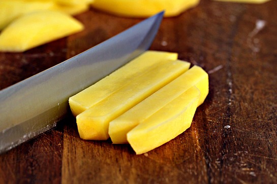 6. Then cut each plank into even wedges.