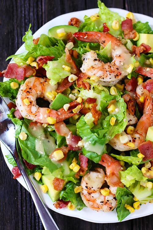 DIRECTIONS:

TO MAKE THE SALAD:

Heat a skillet over high heat. Add the corn kernels and let them dry-roast for about 6-8 minutes, stirring occasionally, until their edges begin to brown and caramelize. Transfer the corn to a plate to set aside.

Reduce heat to medium-high. In the same skillet, add