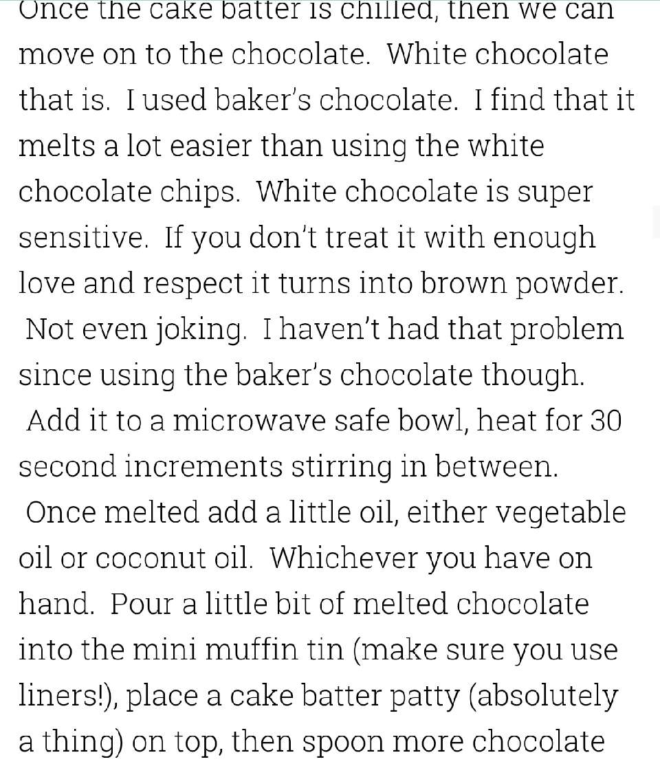White Chocolate Cake Batter Cups!!!