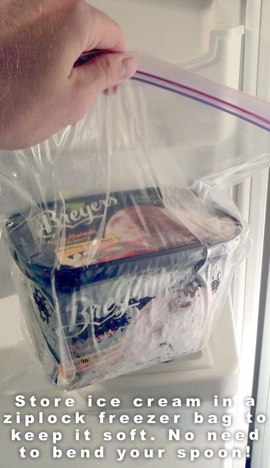 6. Store ice cream in a bag