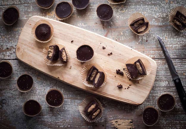 Step 4: Add that chocolate you saved right on top of the peanut butter, and toss the cups back into the freezer for a few minutes. After they set, you're ready to enjoy!!