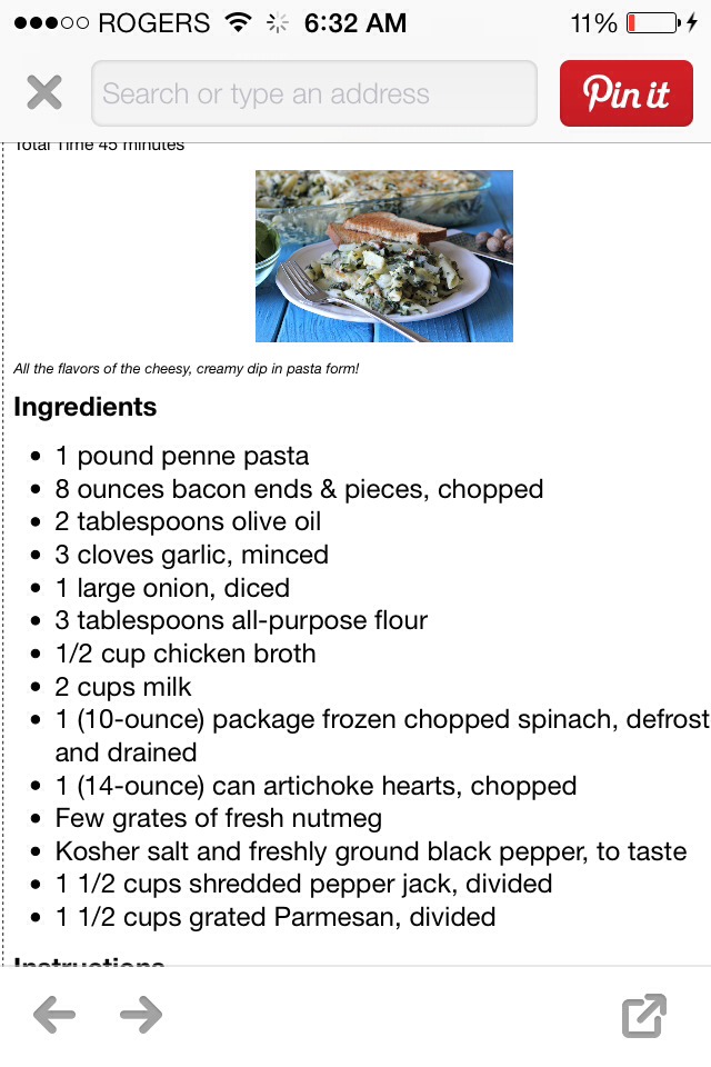 Spinach And Artichoke Dip Pasta!!
