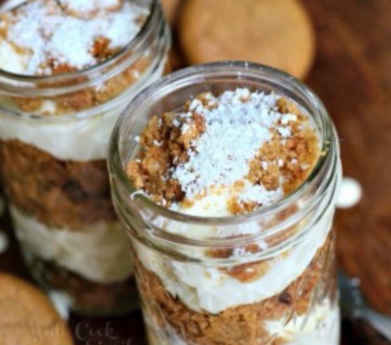 No bake white chocolate cheesecake gingerbread trifles