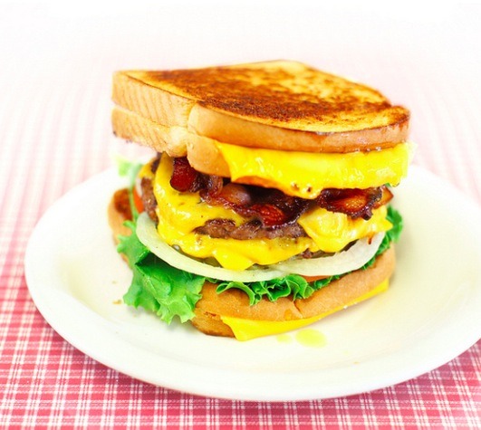 10. Double Bacon Cheeseburger with Grilled Cheese Buns