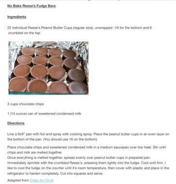 No Bake Reese's Fudge Bar