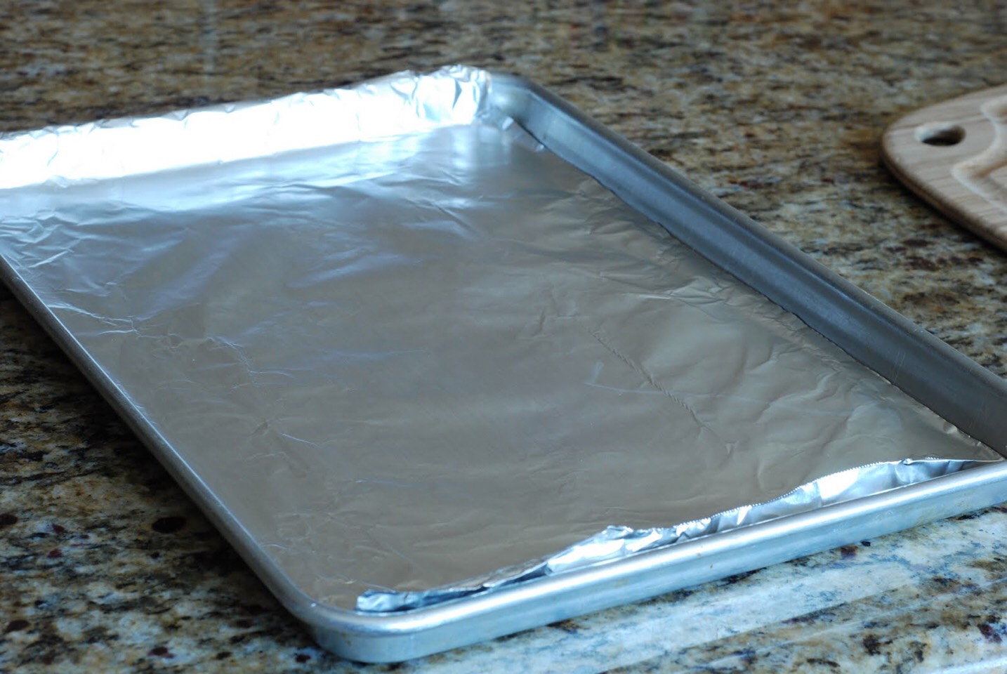 Get a cookie sheet and line it with foil (shiny side down!)