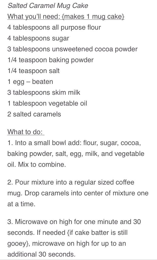 Recipe: Chocolate Salted Caramel Mug Cake 😁