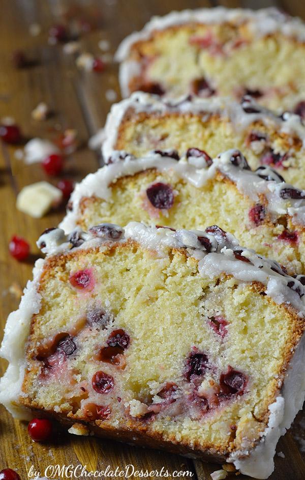 For Frosting:

    ¼ cup butter(softened)
    4 oz.cream cheese
    1½ cup powdered sugar (or more to make it thick enough to spread on top of the cake)
    1 teaspoon vanilla extract

For Garnish:

    handful dried cranberries
    1 tablespoon vegetable oil
    ½ cup white chocolate chips
