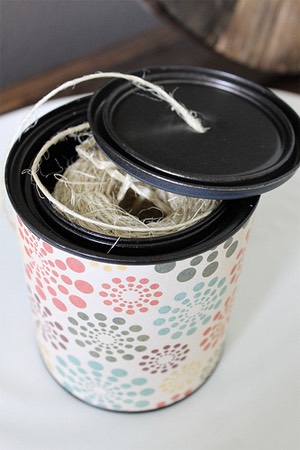 I don’t know about you, but I am ALWAYS using twine!  This is a great way to store and dispense it!