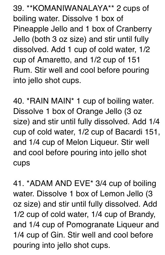 70 Different Jello Shot Recipes. Lots With Jägger!