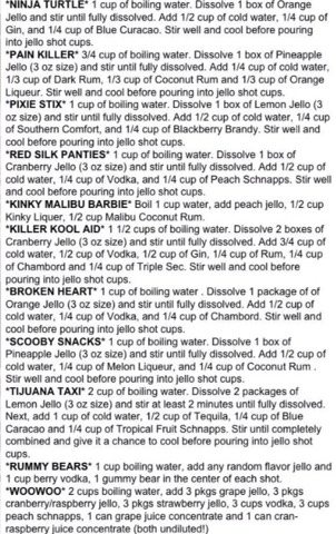 Every Kind Of Jello Shot Recipes!!