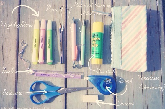 Add a: 
Pencils
Pens
Rubber
Tipex
Ruler 
Highlighters 
Scissors
Glue stick
Coloured  pencils
✏️✒️✂️📏📓📚
