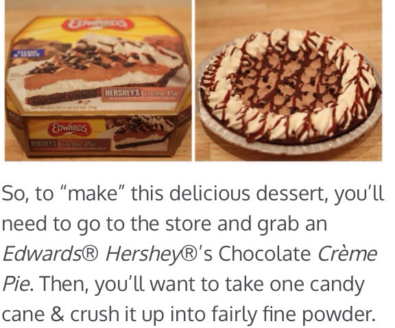 Peppermint Hershey's chocolate cream pie 