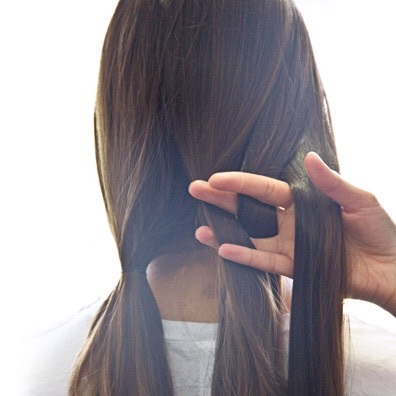 seperate your hair into sections whichever way is easier for you.