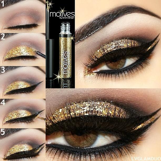 Glitter Cat-Eye - 10 Stylishly Festive Christmas Makeup Ideas.!!!