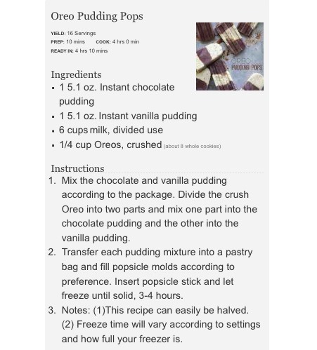Oreo Pudding Pops! 