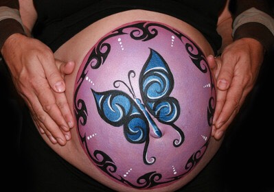 Face And Body Painting: Baby Bump. 