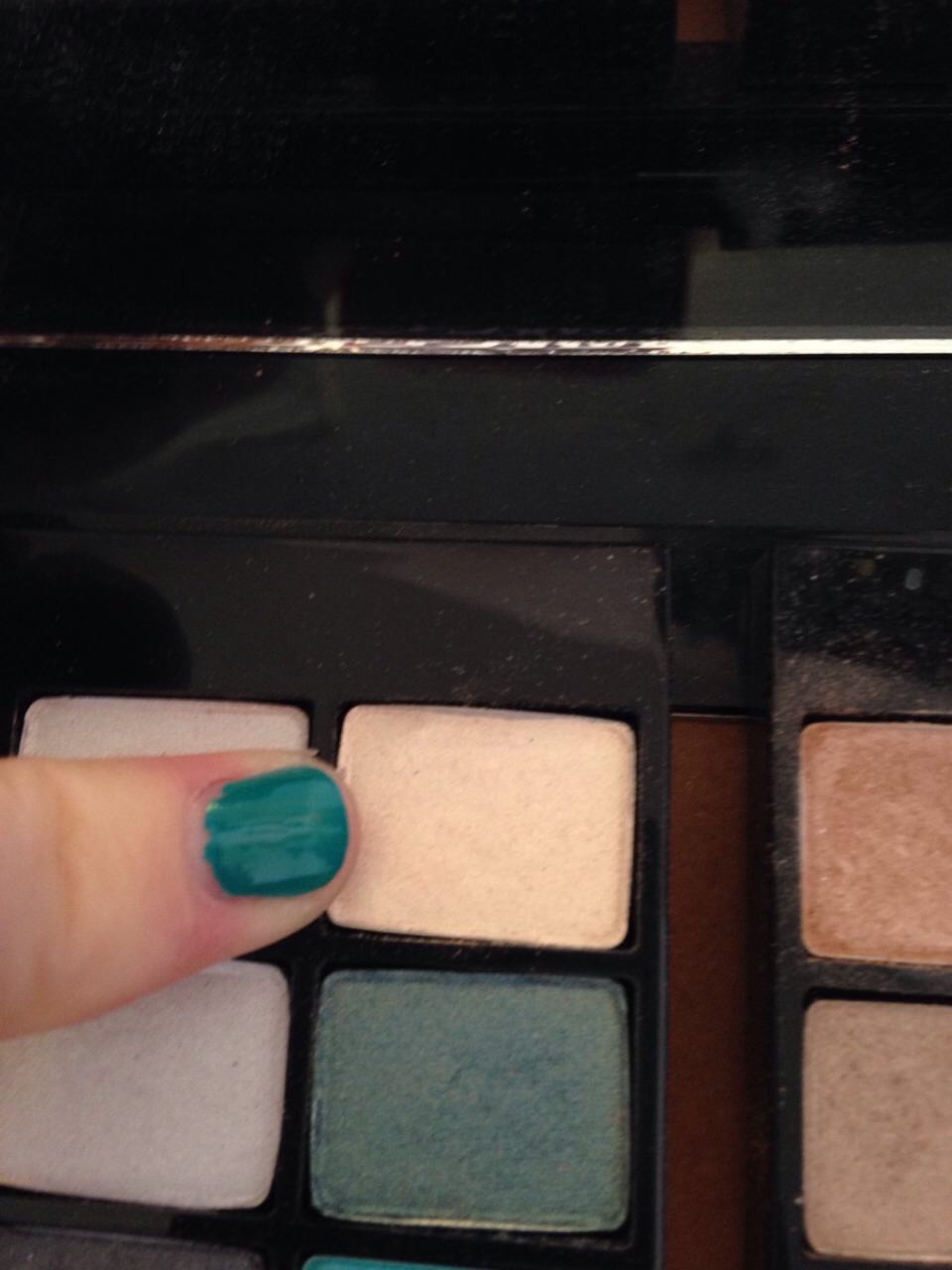Take your finger and highlight under your brow and the inner crease of your eye for a highlight :)