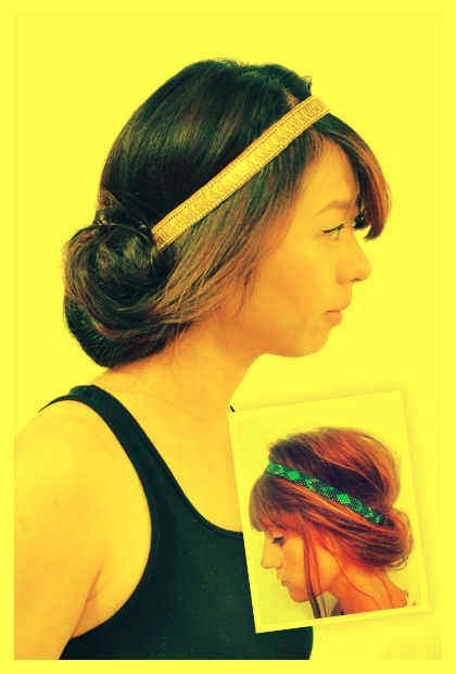 6. Roll your hair up into an elastic hairband.