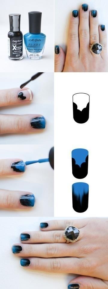 28. Here’s an easy way to get ombre nails without having to use the messy sponge method.Start swirling where the two colors meet and add a topcoat while still wet to blend even more.