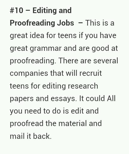 Job Ideas For Teans To Work From Home