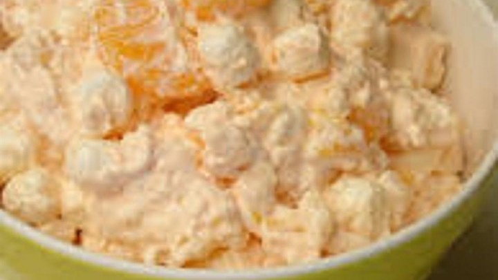 If your in the mood for something sweet try this amazing fruit salad! 
1 16 oz container of cottage cheese
1 regular size container of whipped cream 
1 regular size box of orange jell-o mix
1 large can of pineapple tidbits (drain juice out)
2 regular size cans of mandarin oranges (drain juice out)
