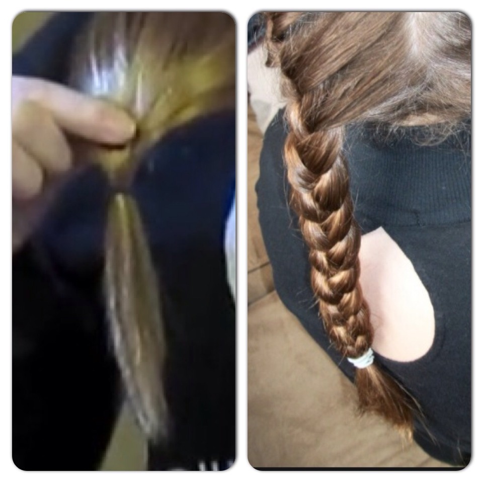 Now you can part your hair if you plan on dip dying. 
picture 1: the girl put elastics so you know where you want to dip to.
picture 2: you can just braid and tie it off and dip the ends of your braids.