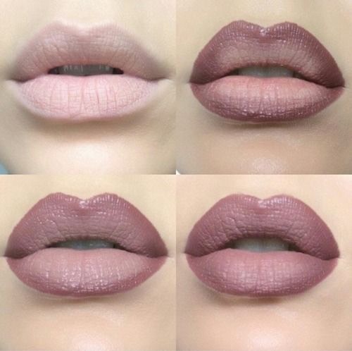 4. Ombre your lips to make them look fuller.
To make your lips look fuller, you can use an ombre technique with your lip products. Put a darker color on the outer corners and a lighter color in the center to make your lips appear more pouty.