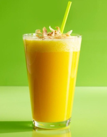 PINEAPPLE-MANGO SMOOTHIE
Blend:
1 cup of chopped mango
1 cup of chopped pineapple
1 cup of coconut water
A dash of of ground allspice 
1 cup of ice
