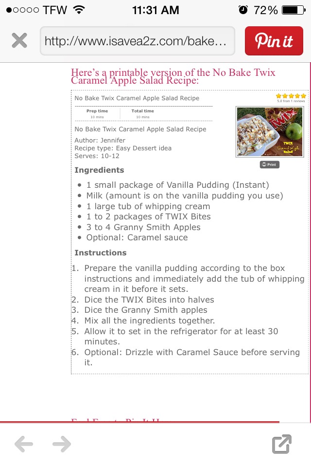 No Bake Twix Caramel Apple Salad Recipe