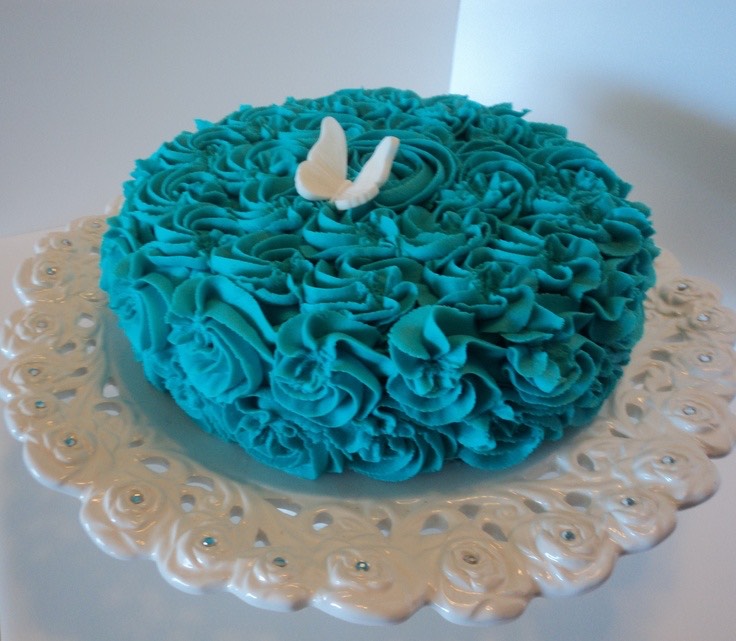 Beautiful blue butterfly swirl cake