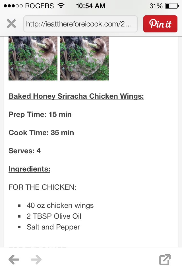 Baked Honey Sriracha Chicken Wings
