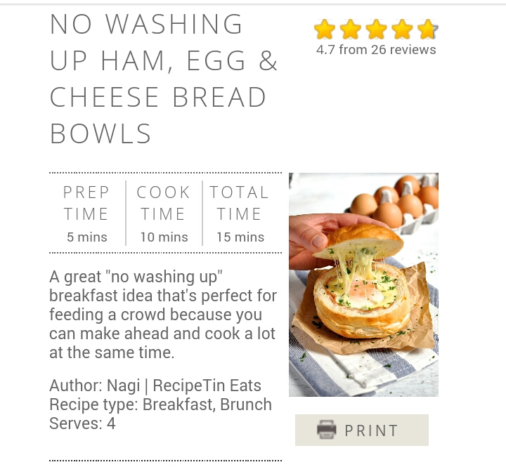 NO WASHING UP HAM,EGG & CHEESE BREAD BOWL♥
